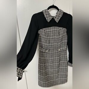 Black & White Tweed Dress with Peter Pan Collar